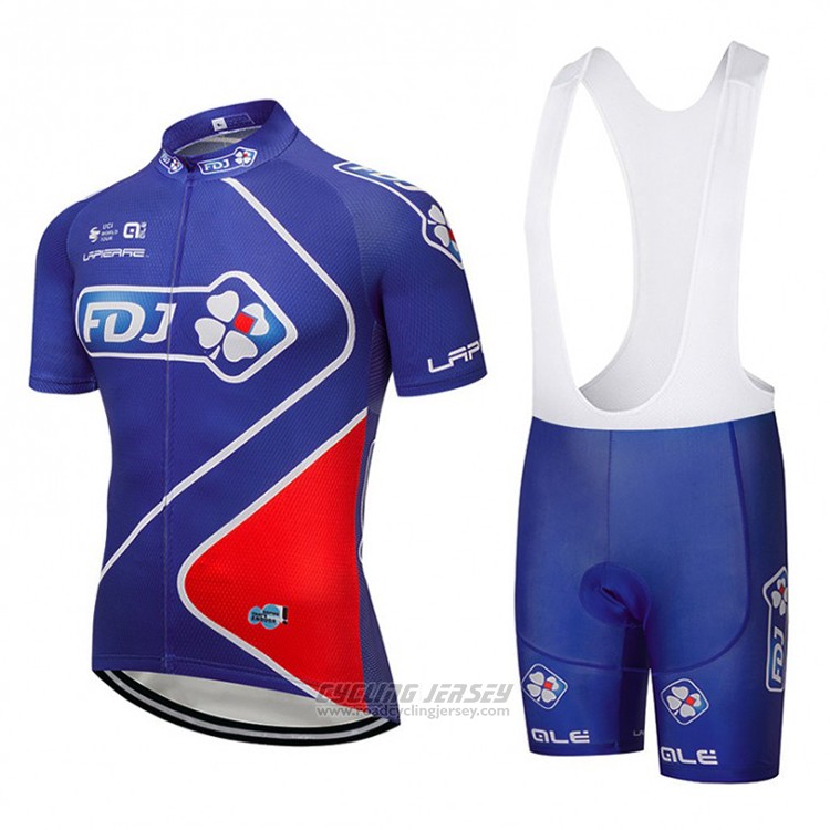 2018 Cycling Jersey FDJ Blue Short Sleeve and Bib Short